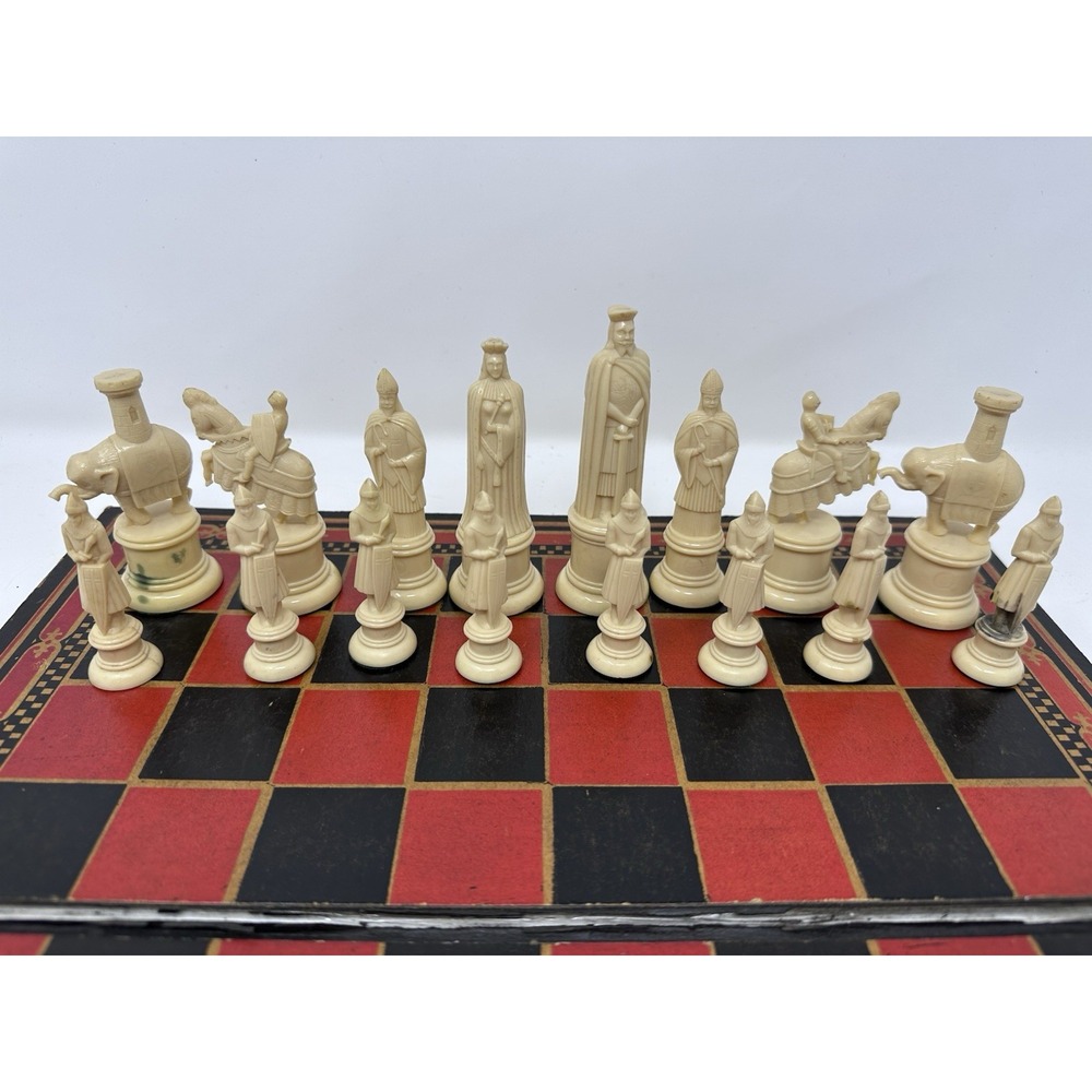 VTG Chess Pieces Medieval Figural Chess PARTIAL Set 4" King Resin Plastic